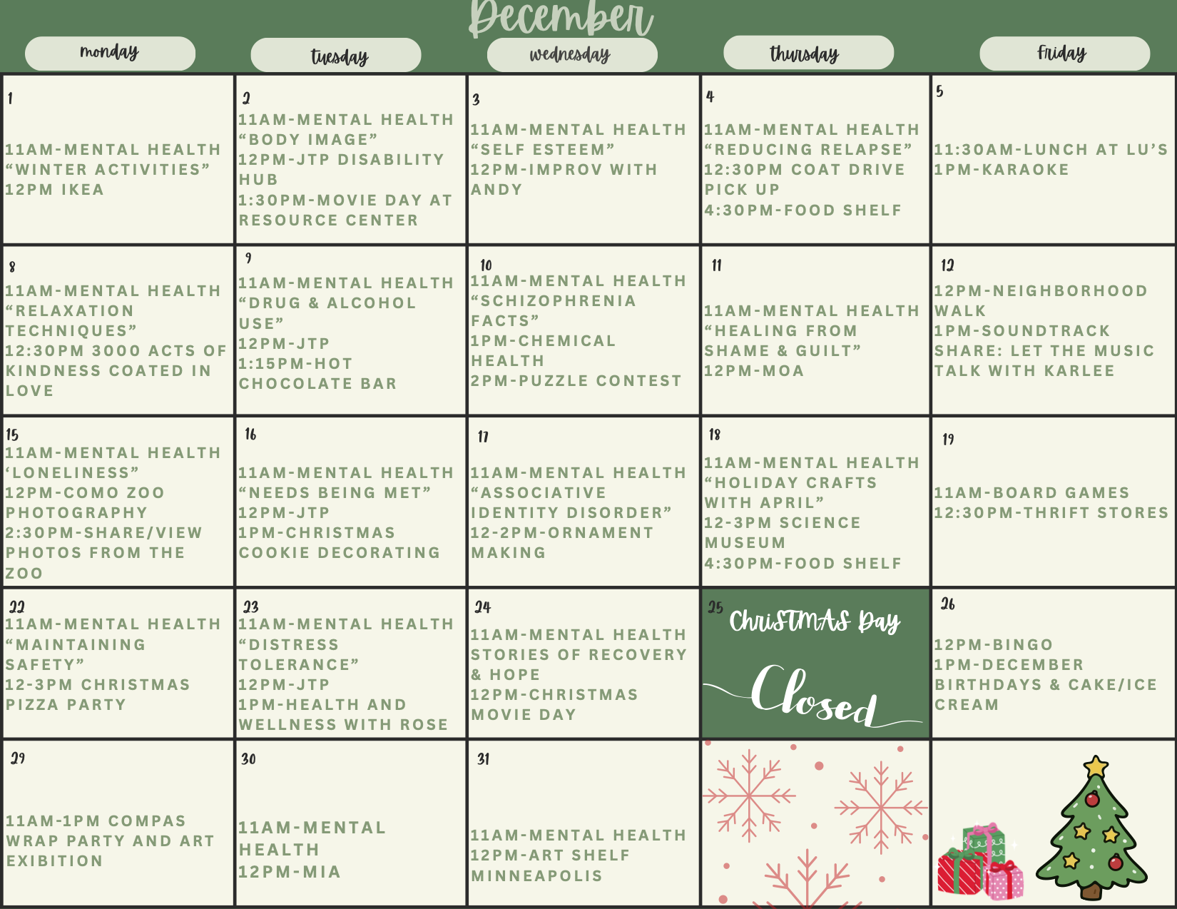 Resource Center Activities Calendar Resource Center Activities Calendar